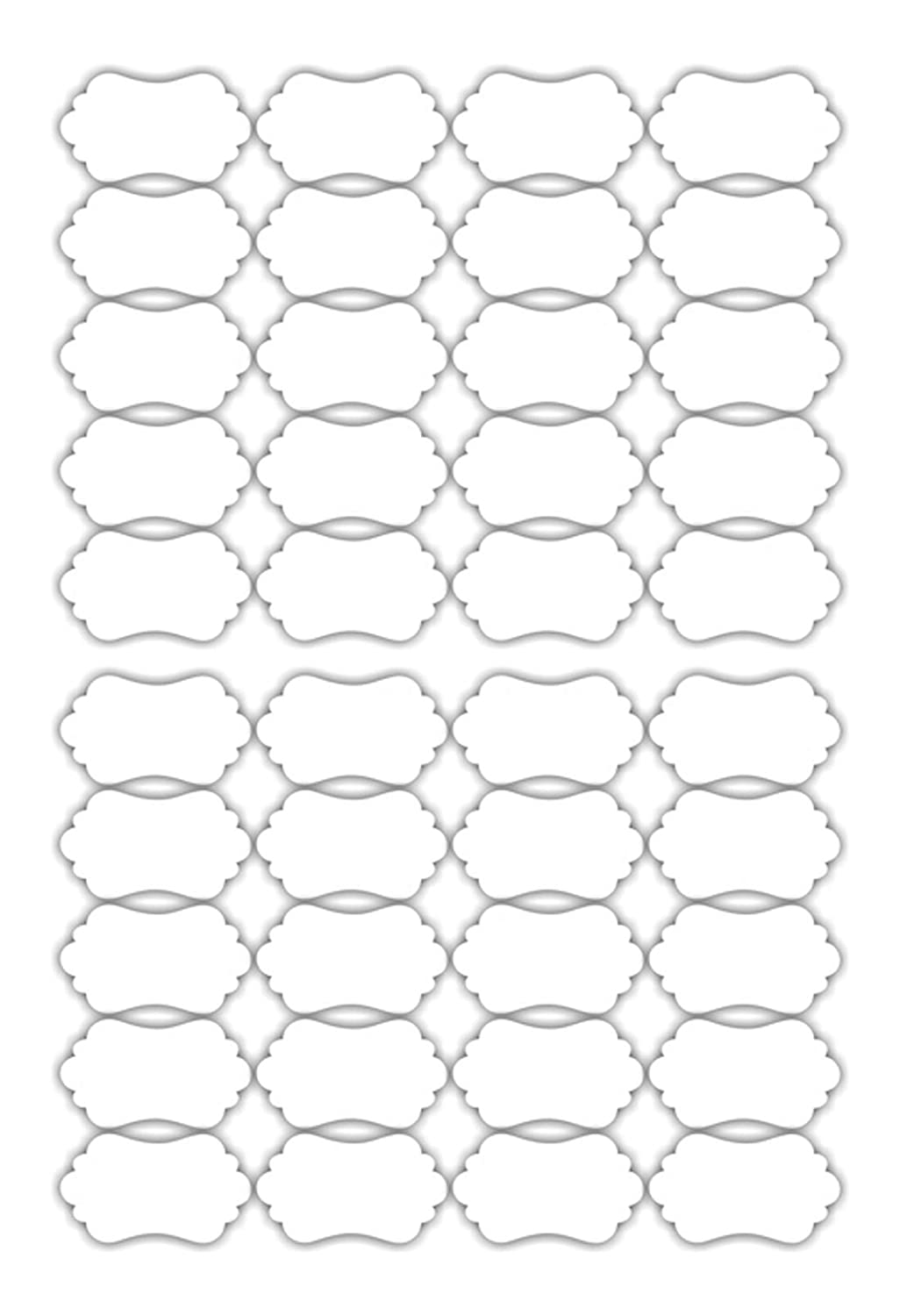 iberry's 108 pieces Waterproof Vinyl Stickers for Mason Jars Glass Bottle, Decals Craft, Kitchen Jar (Paper, 7 cm x 4 cm, White, 108 Piece) (Curly Round 2 Sticker) (12)