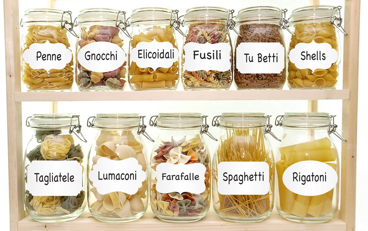 iberry's 108 pieces Waterproof Vinyl Stickers for Mason Jars Glass Bottle, Decals Craft, Kitchen Jar (Paper, 7 cm x 4 cm, White, 108 Piece) (Rectangle Sticker) (10)