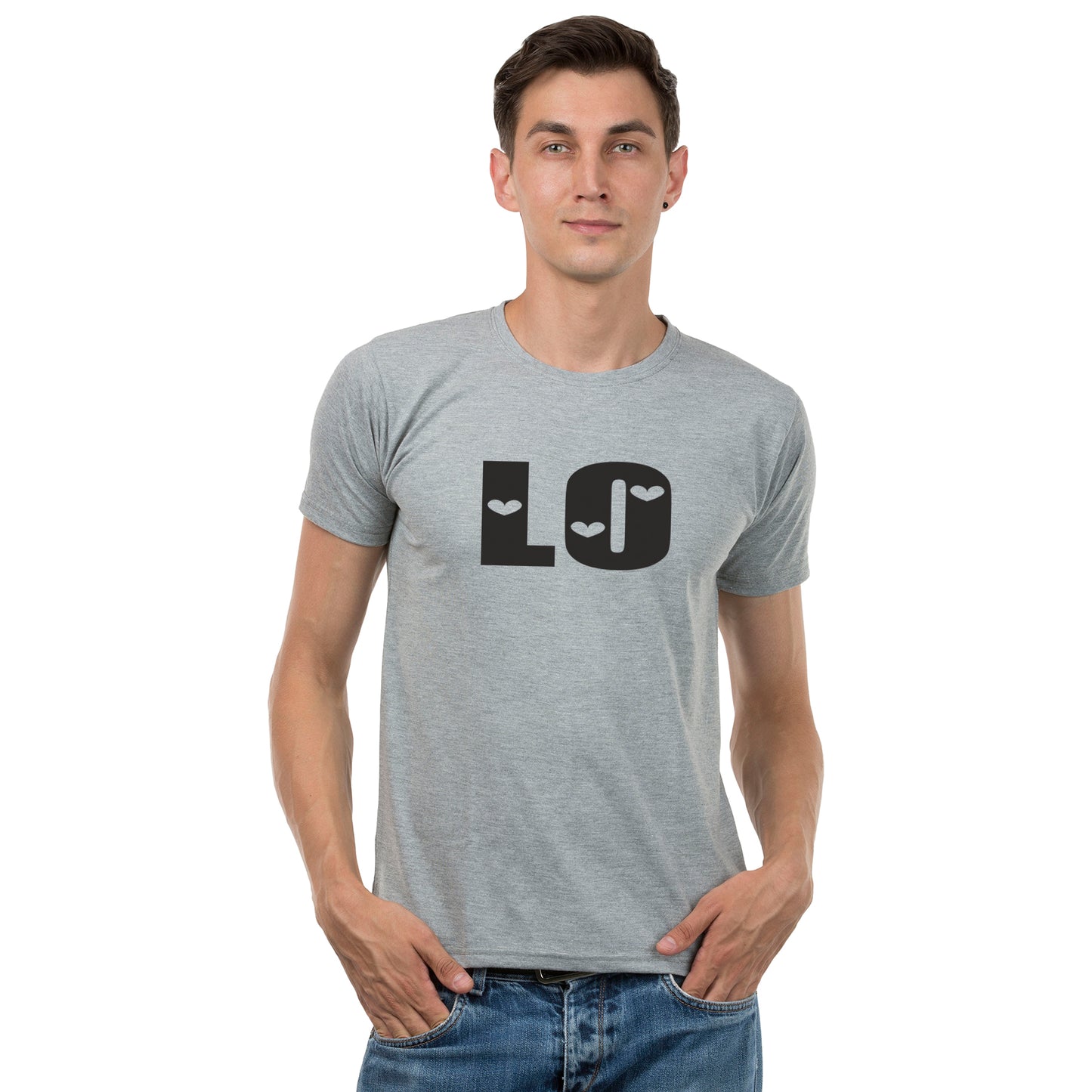 Love matching Couple T shirts- Grey