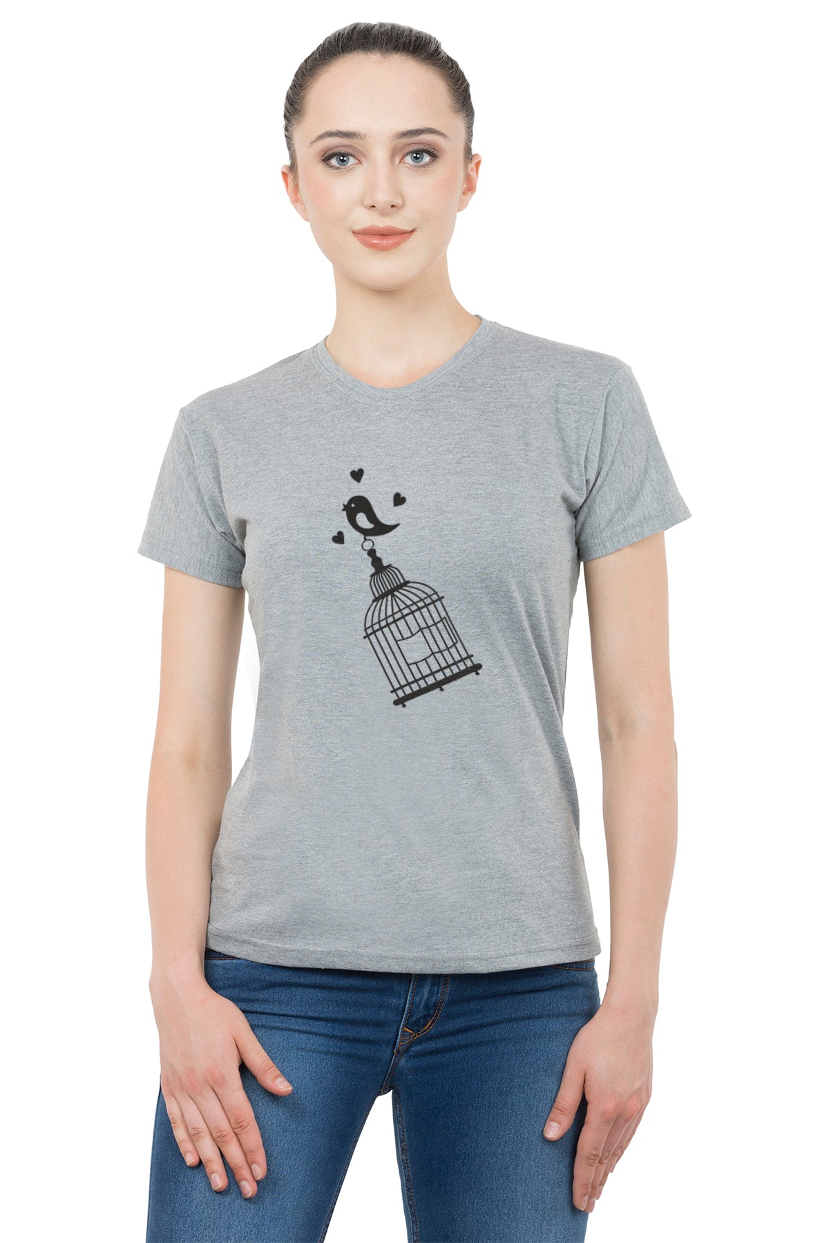 Love Bird matching Couple T shirts- Grey