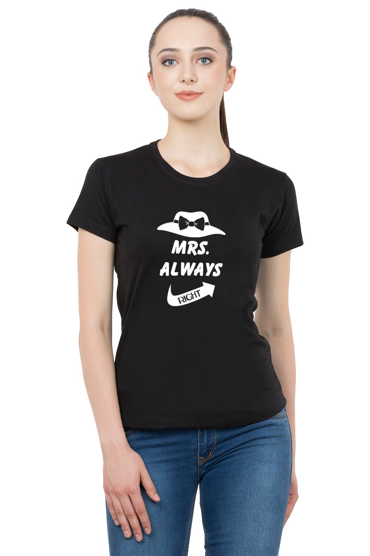 Mr. & Mrs. Right matching Couple T shirts- Black