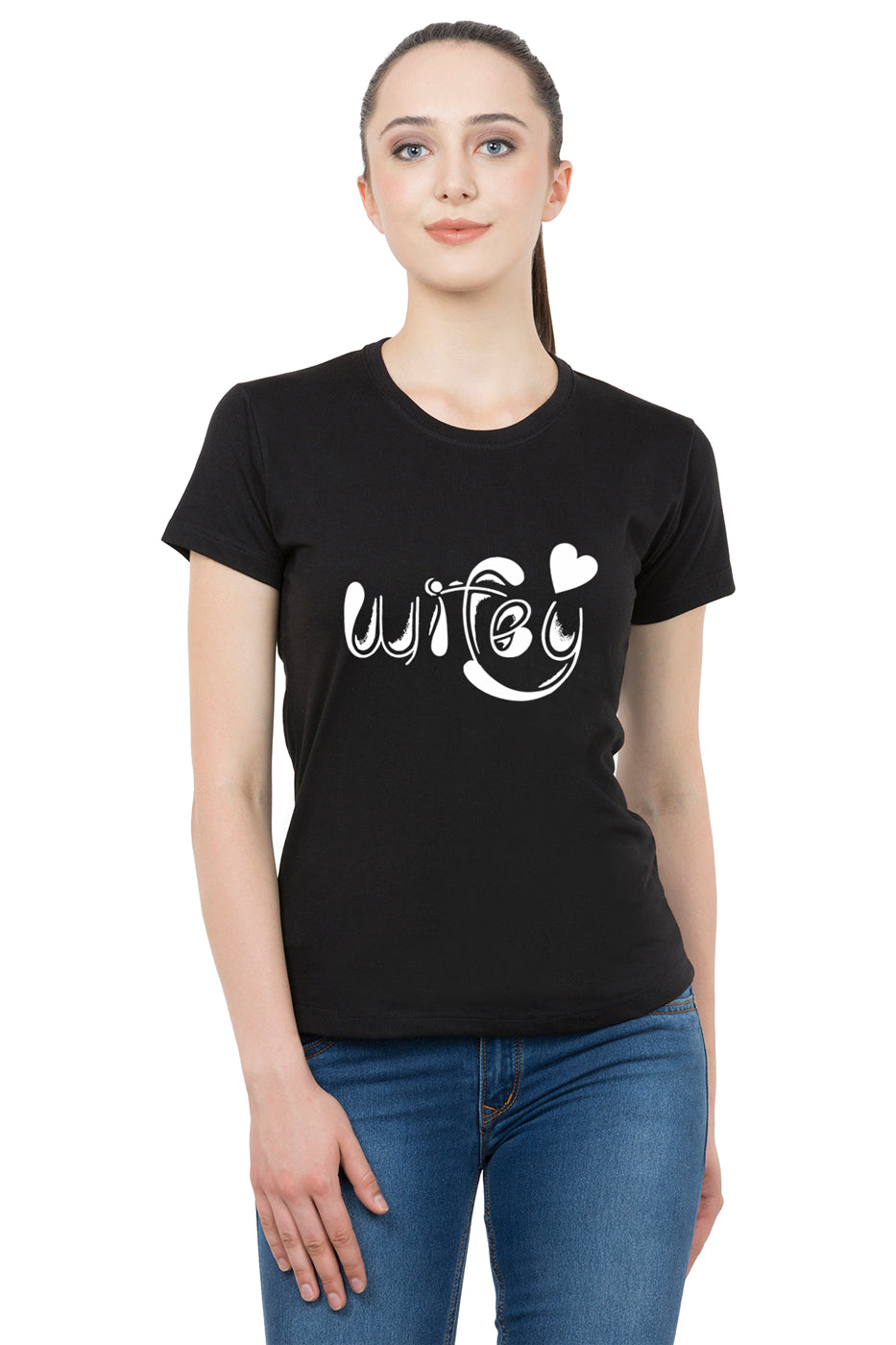 Hubby Wifey matching Couple T shirts- Black