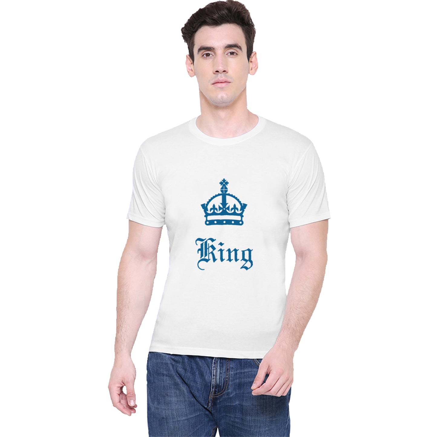 King Queen matching Couple T shirts- White