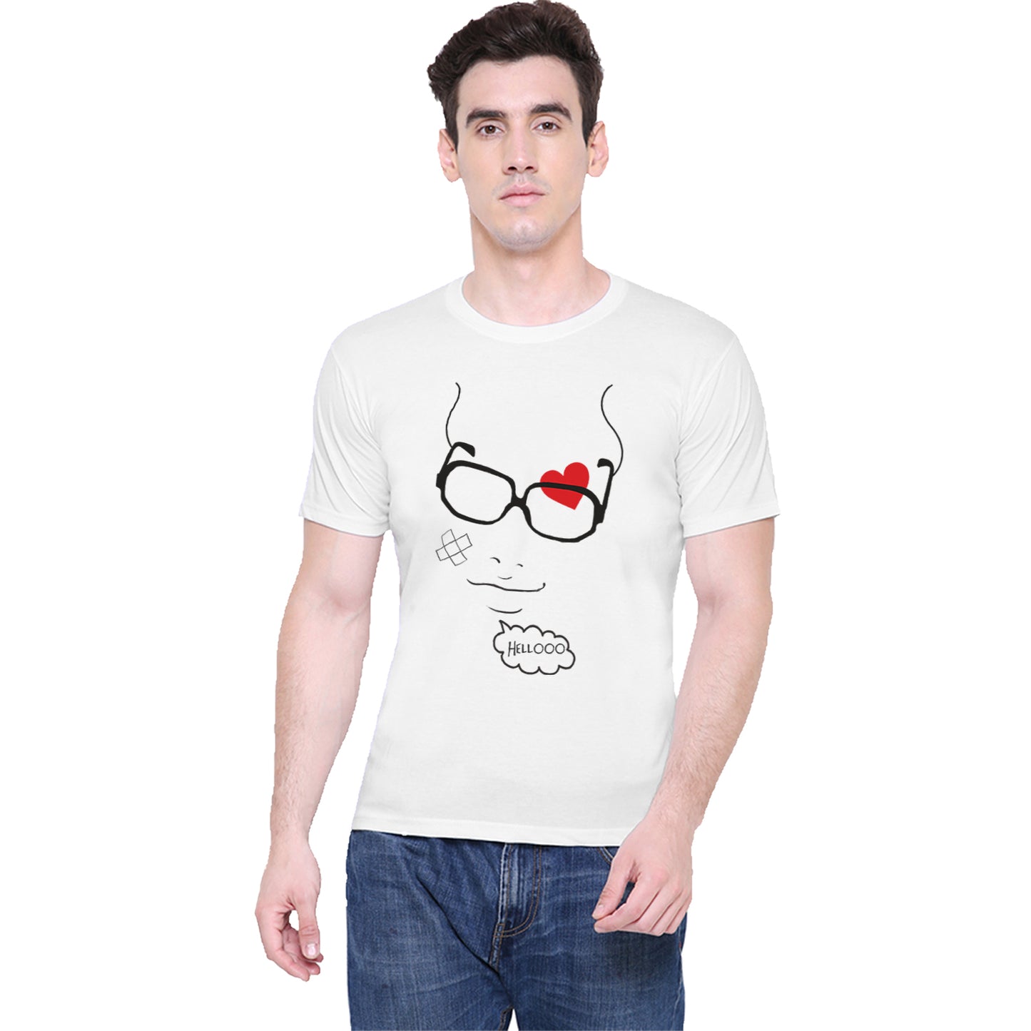 Hello Hi matching Couple T shirts- White