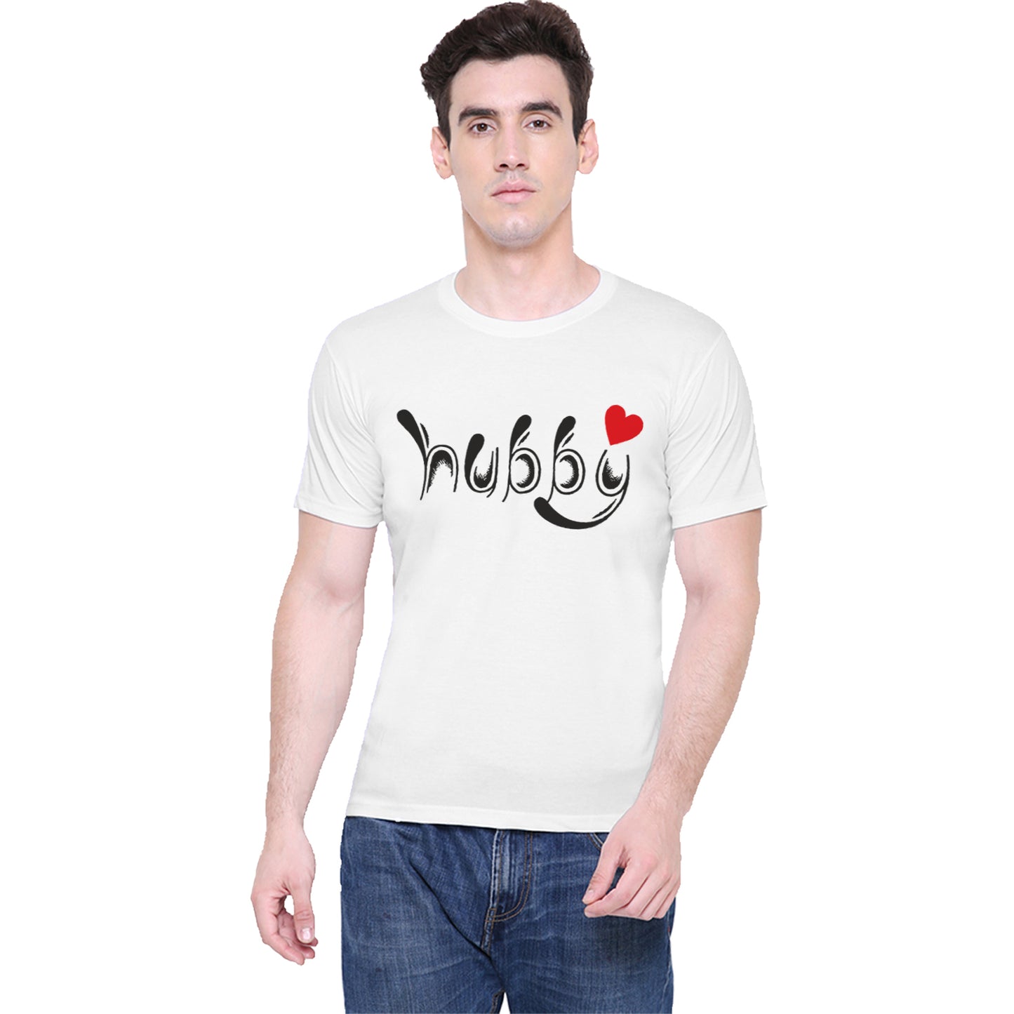 Hubby Wifey matching Couple T shirts- White