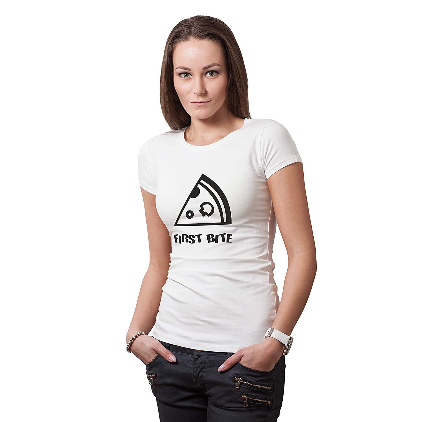 Love at first Bite matching Couple T shirts- White