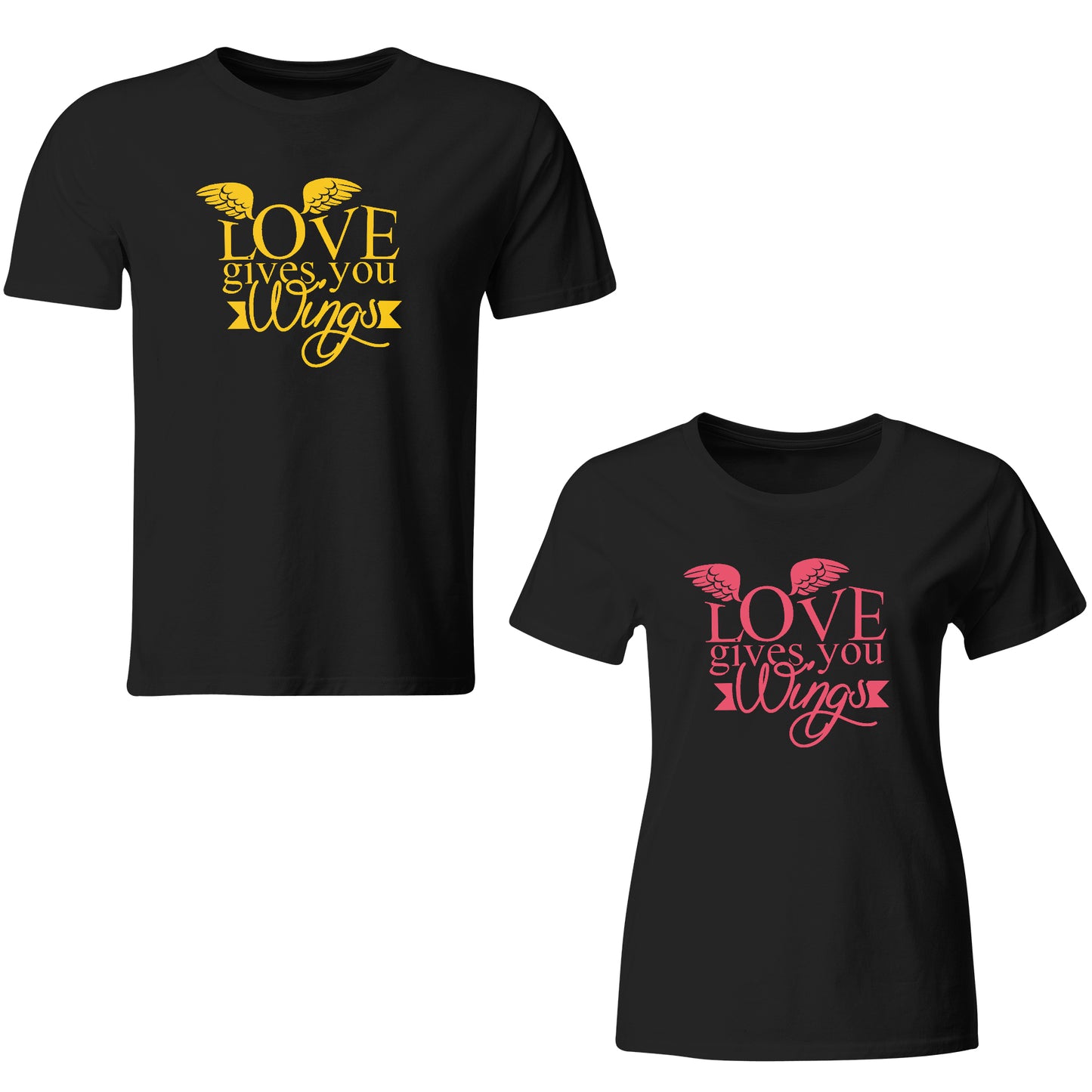 Love Wings matching Couple T shirts- Black