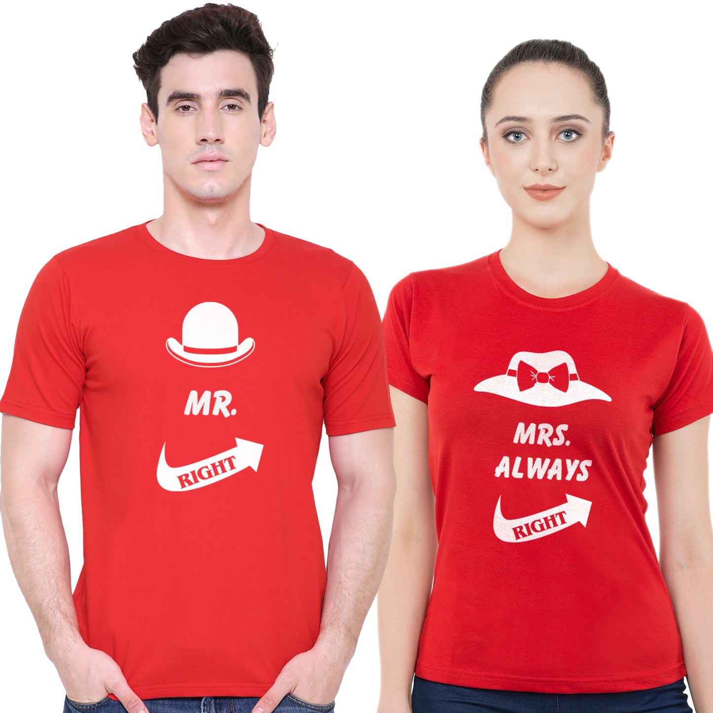 Mr. & Mrs. Rightmatching Couple T shirts- Red