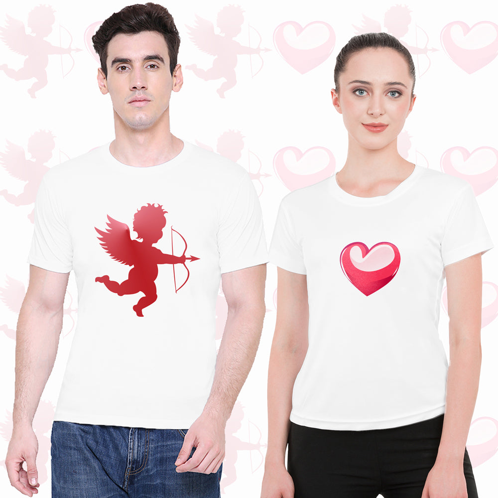 Cupid Love matching Couple T shirts- White
