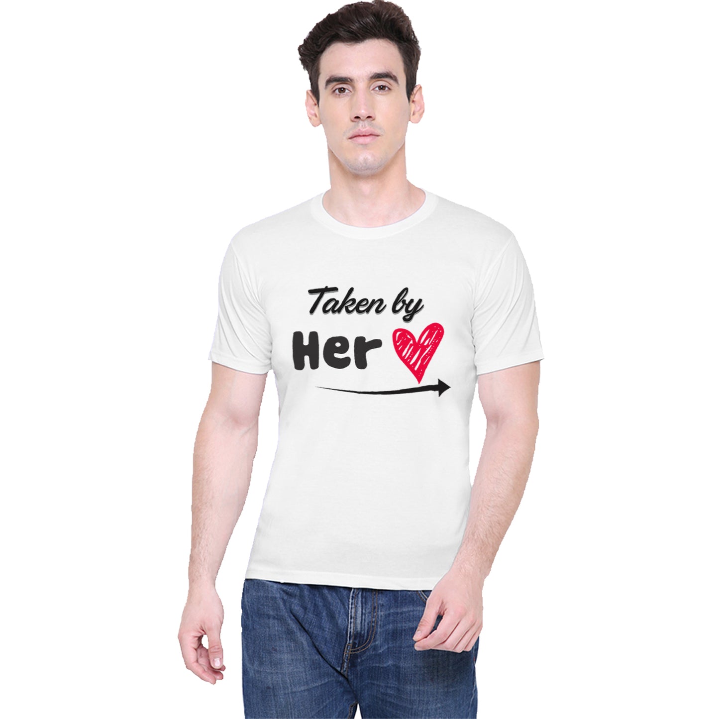 Taken by her Reserved by him matching Couple T shirts- White