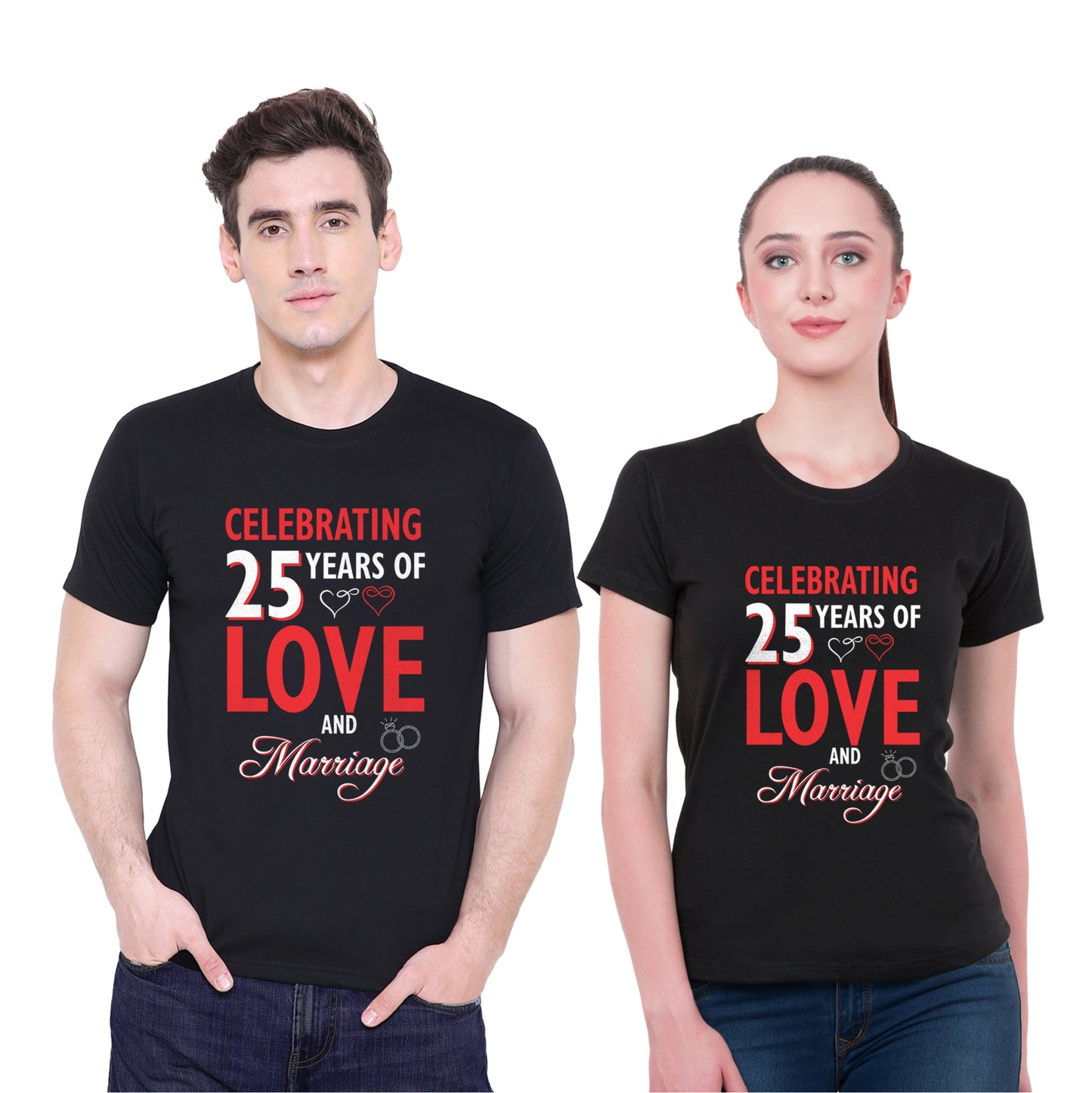 Customized Anniversary Couple Tshirt- Cotton Tshirt (Set of 2)