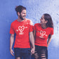 Heart Arrow Matching Couple Tshirt for Men & Women Cotton Printed Regular Fit Tshirts-  (Set of 2)-114