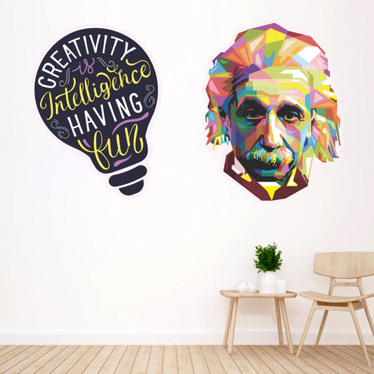 iberry's Inspirational Motivational Quotes Wall Sticker, Creativity is Intelligence"- 40 x 68 cm Wall Stickers for Study- Office-03