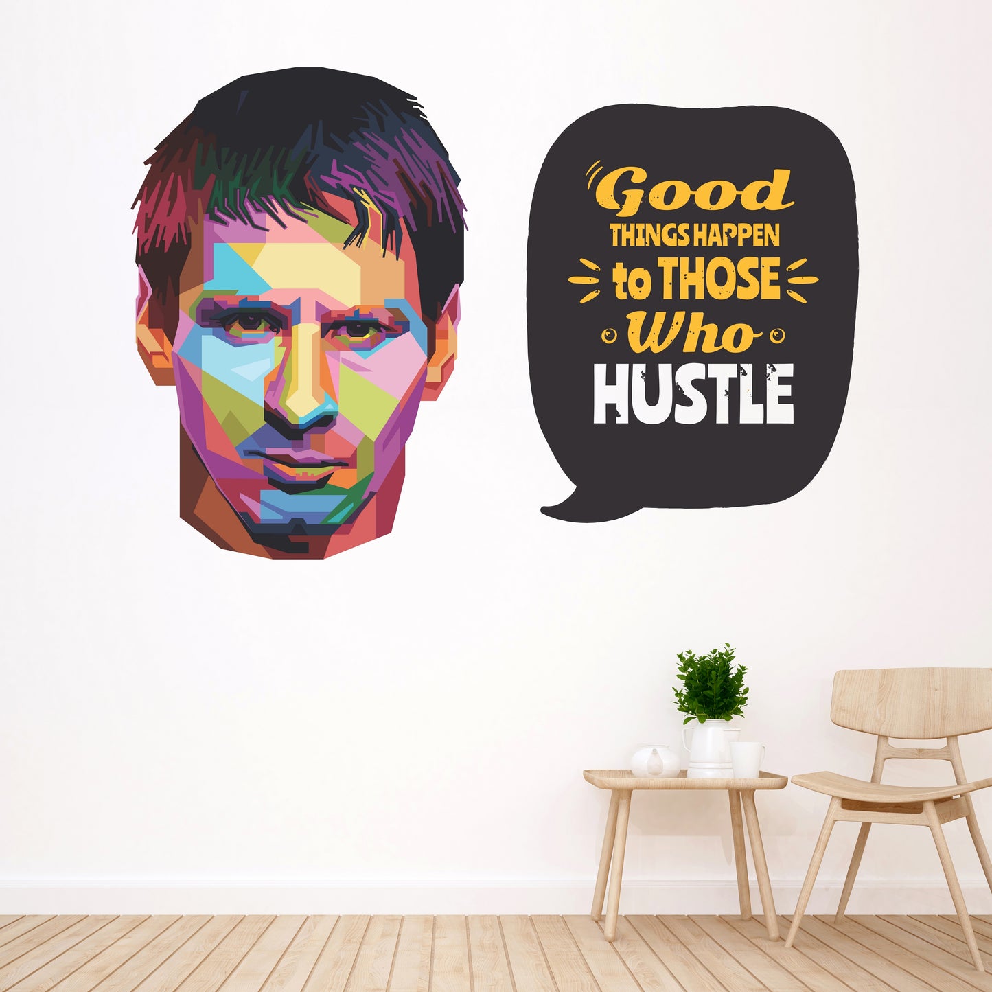 iberry's Inspirational Motivational Quotes Wall Sticker, Good Things Happen to Those who Hustle"- 43 x 63 cm Wall Stickers for Study- Office-06