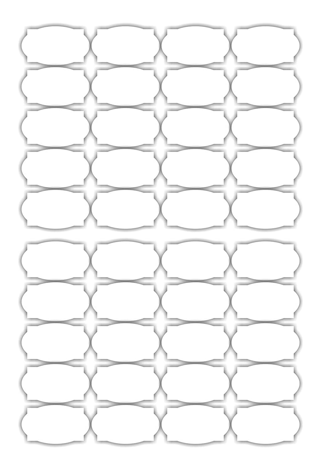 iberry's 108 pieces Waterproof Vinyl Stickers for Mason Jars Glass Bottle, Decals Craft, Kitchen Jar (Paper, 7 cm x 4 cm, White, 108 Piece) (Rectangle & Oval stickers curly) (4)