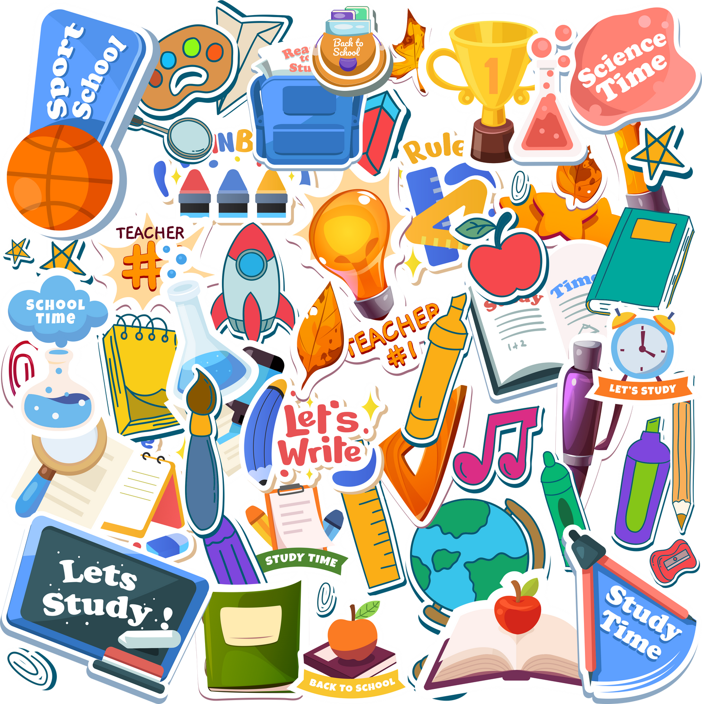 iberry's 50 pcs Stickers for Laptop Phones Computer Bicycle Luggage Scrapbooks Gadgets Waterproof Stickers|Stickers for Students| School Themed| College Stickers-Set of 50 Stickers (08)