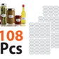 iberry's 108 pieces Waterproof Vinyl Stickers for Mason Jars Glass Bottle, Decals Craft, Kitchen Jar (Paper, 7 cm x 4 cm, White, 108 Piece) (Curly Round 2 Sticker) (12)