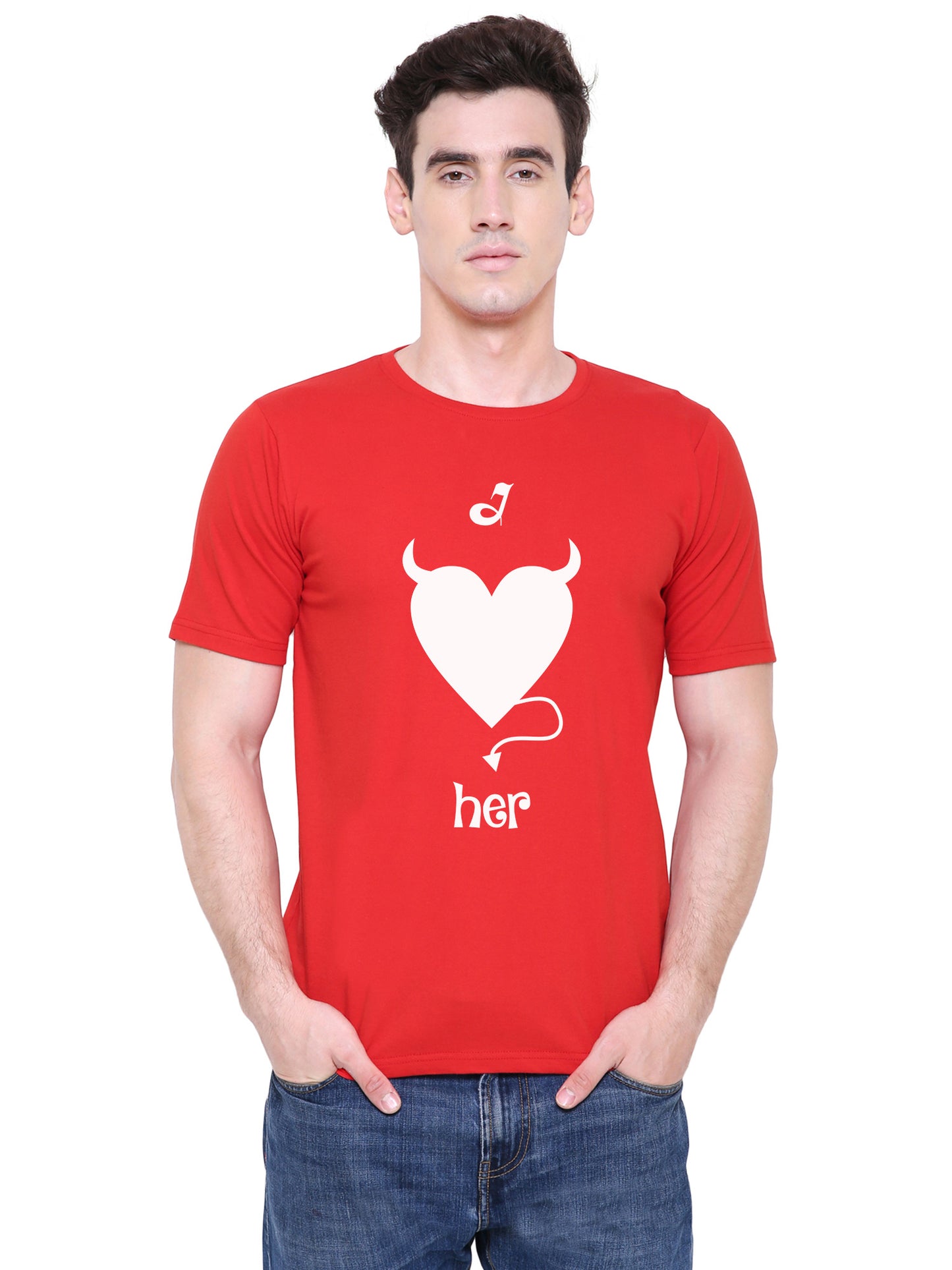 Love Devil matching Couple T shirts- Red