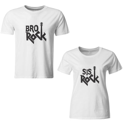 Bro rock-Sis rock matching Sibling t shirts - white