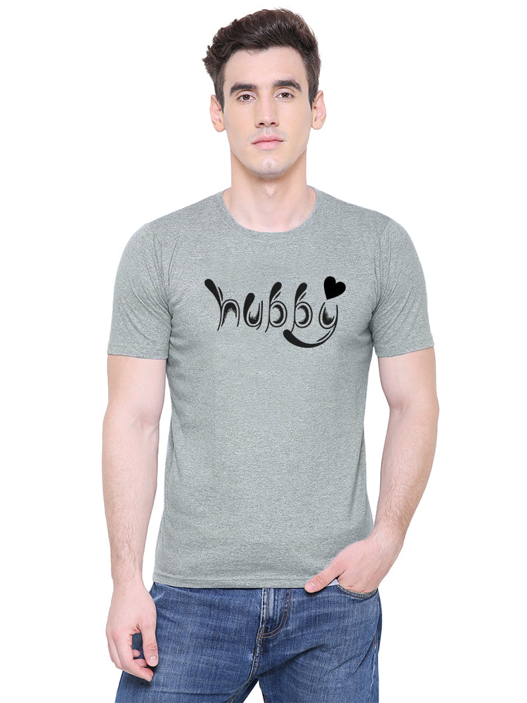 Hubby Wifey matching Couple T shirts- Grey