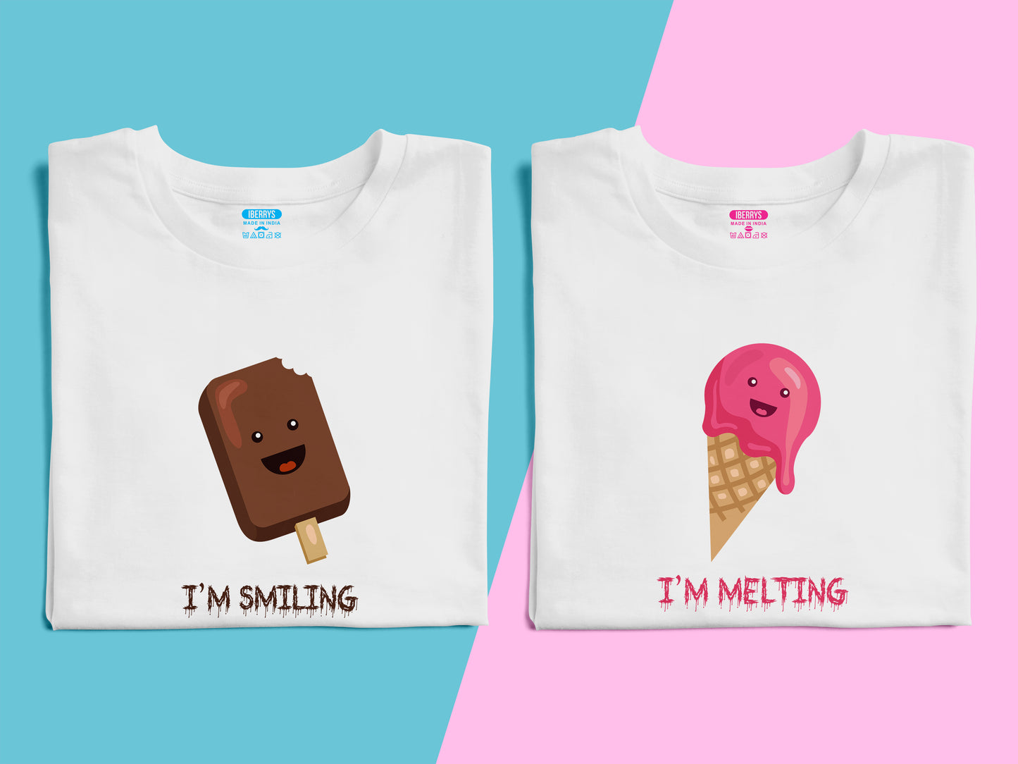 He is Smiling, I am melting matching Couple T shirts- White