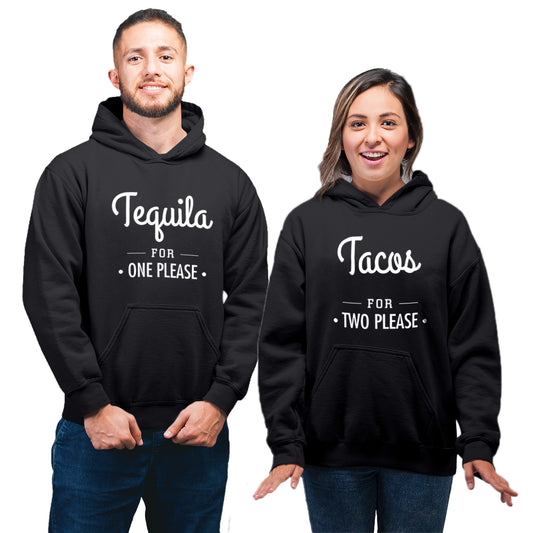 Tacos for two Matching Maternity Sweatshirts | Couple Maternity Hoodies- Black