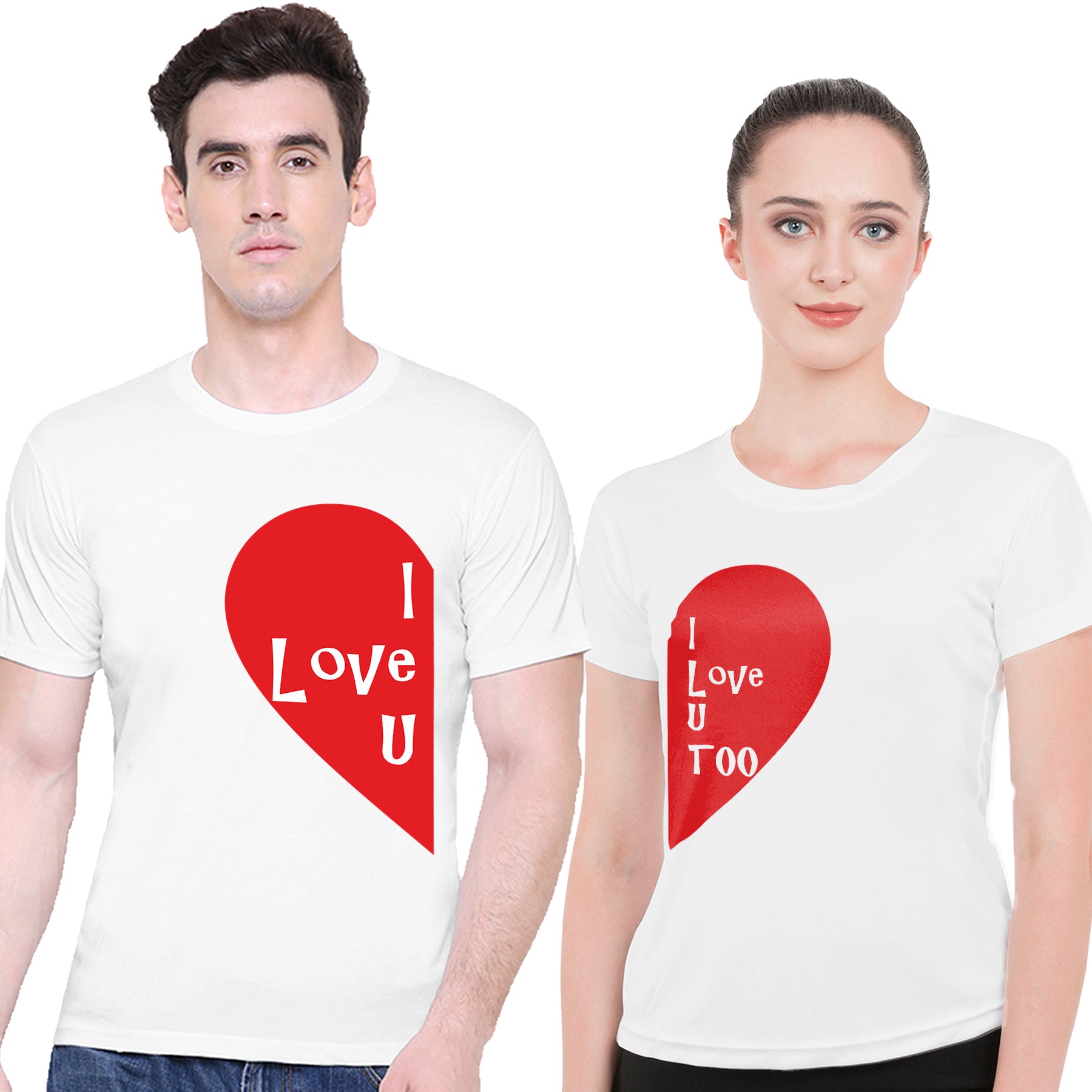 Half Heart matching Couple T shirts- White