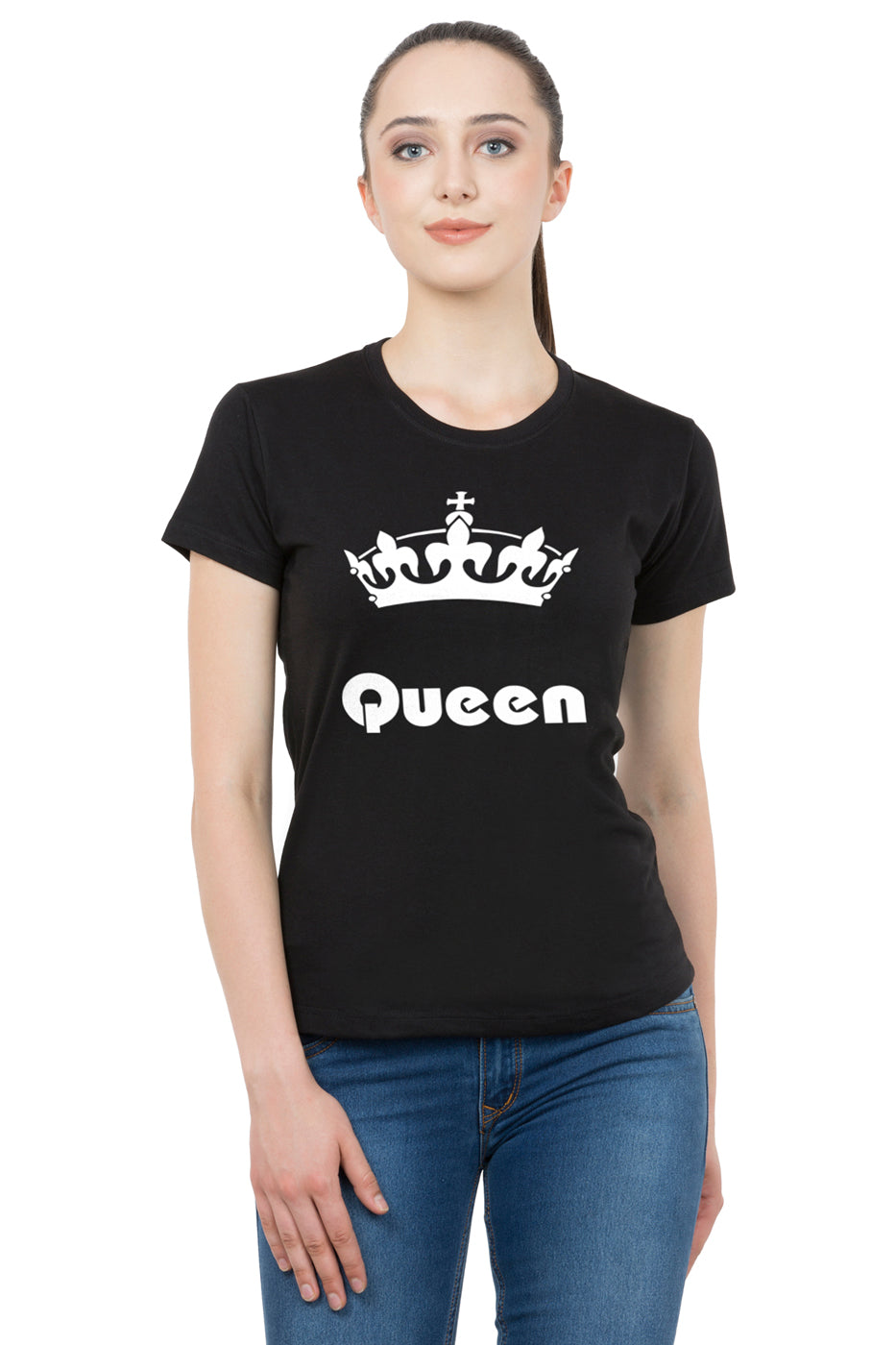 King Queen matching Couple T shirts- Black