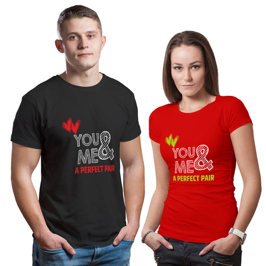 youandme matching couple tshirt black red