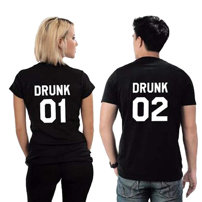 Drunk matching Couple T shirts- Grey
