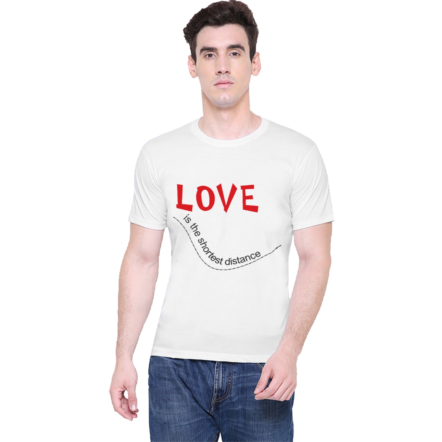 Love distance matching Couple T shirts- White