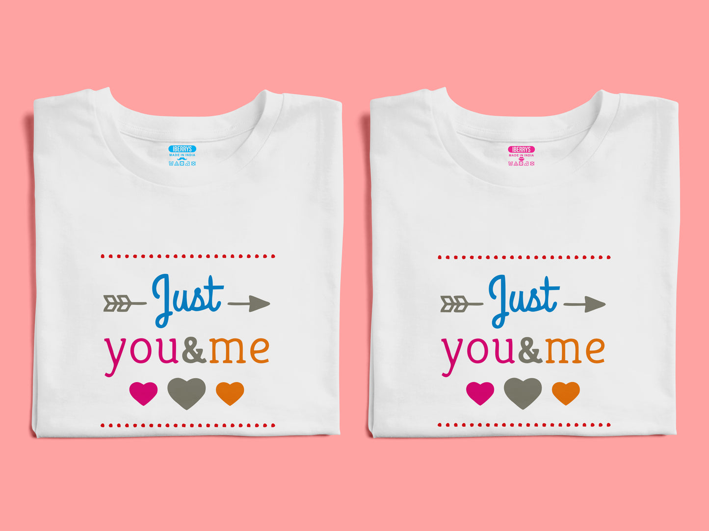 Just you and me matching Couple T shirts- White