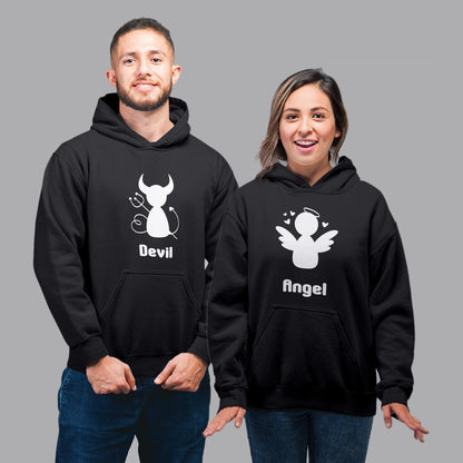 Angel Devil Matching Couple Cute Sweatshirts | Couple Hoodies- Black