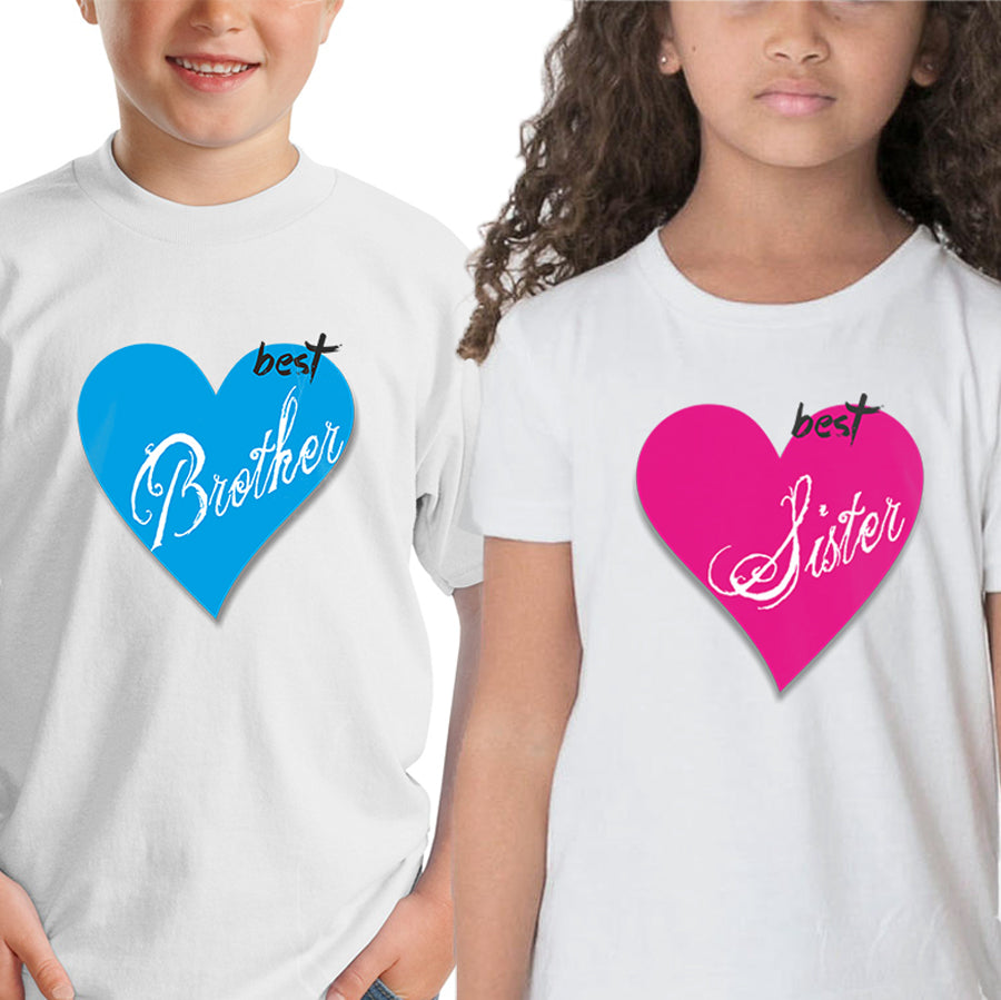 Best Brother- Best Sister Sibling kids t shirts - white