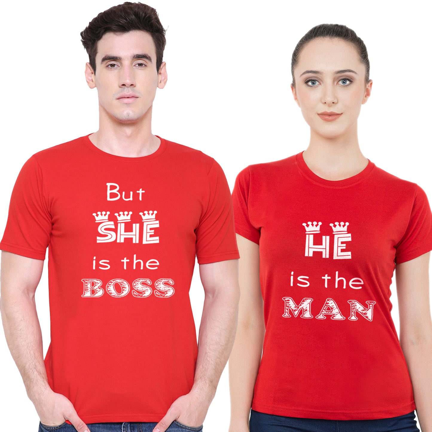 She is the Bossmatching Couple T shirts- Red