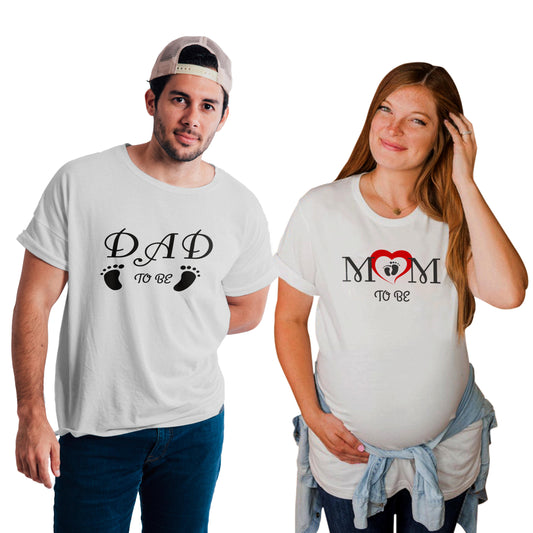 mom to be & dad to be Maternity Couple T shirts- White