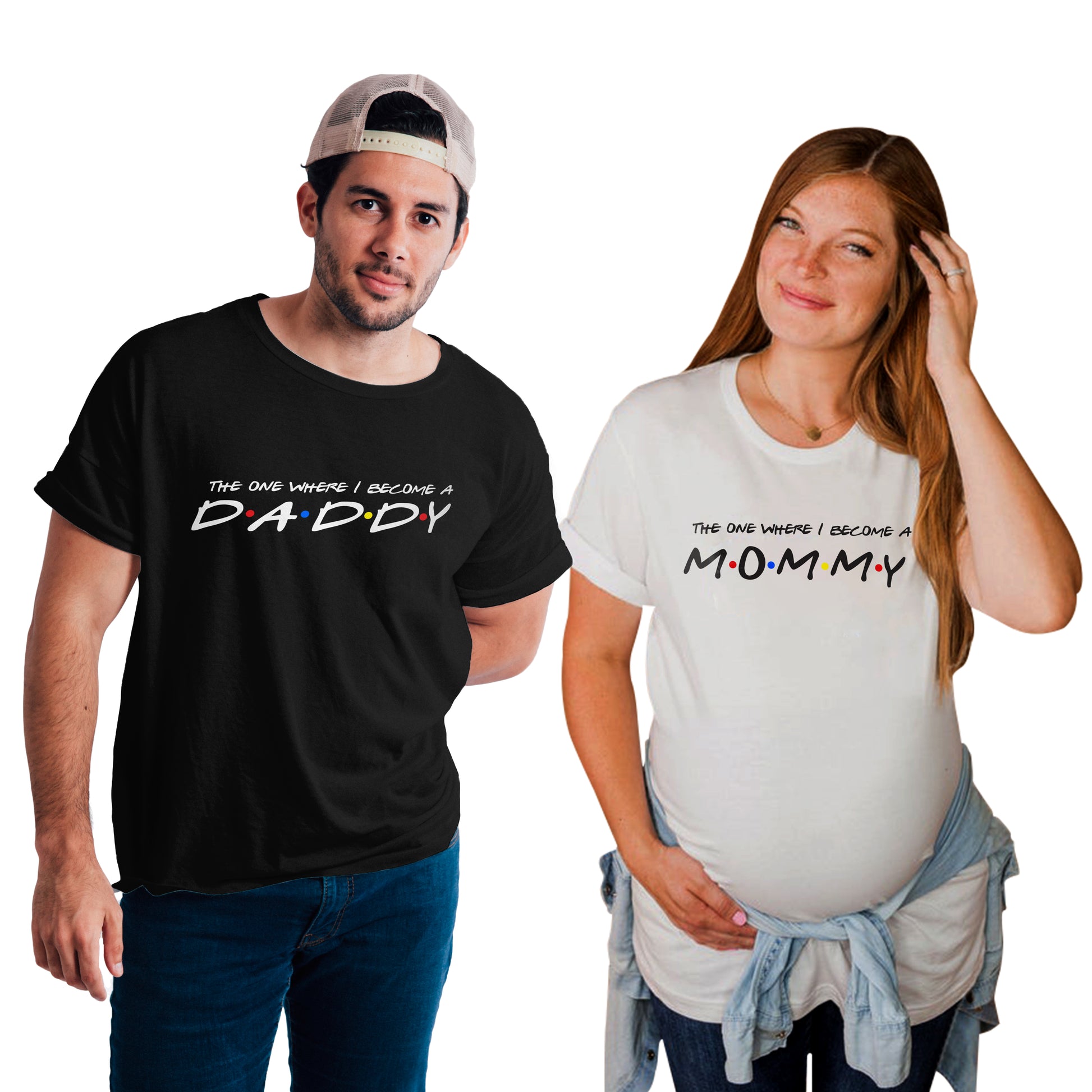 Mommy & Daddy Maternity Dress|Maternity Couple T shirts- White