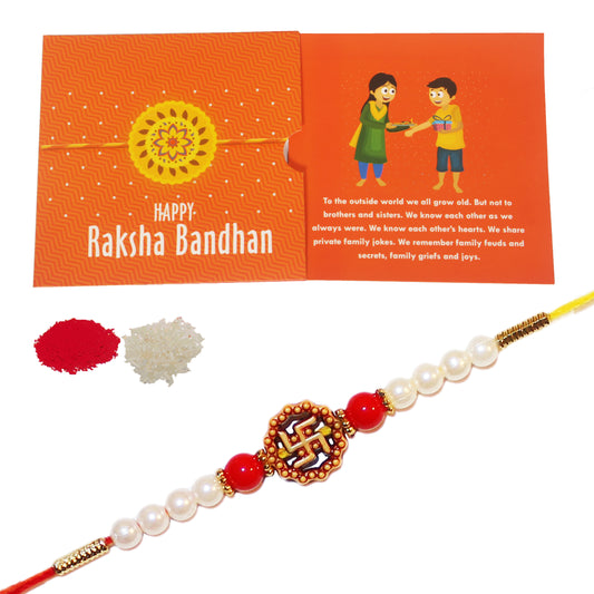 iberry's Rakhi Gift Pack with Set of one Rakhi, Greeting Card and Roli Chawal for Brother|Rakhi Combo with Branded Packaging-3131