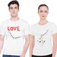 Love distance Matching Couple t shirts for Men & Women Cotton Printed Regular Fit Tshirts-  (Set of 2)-35