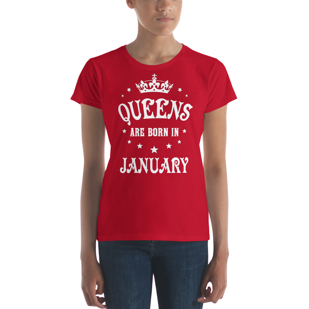 iberry's Birthday month T Shirt for Women |January Birthday Month tshirt | Half Sleeve T-Shirt | Round Neck T Shirt |Cotton T-Shirt for Women- (01)