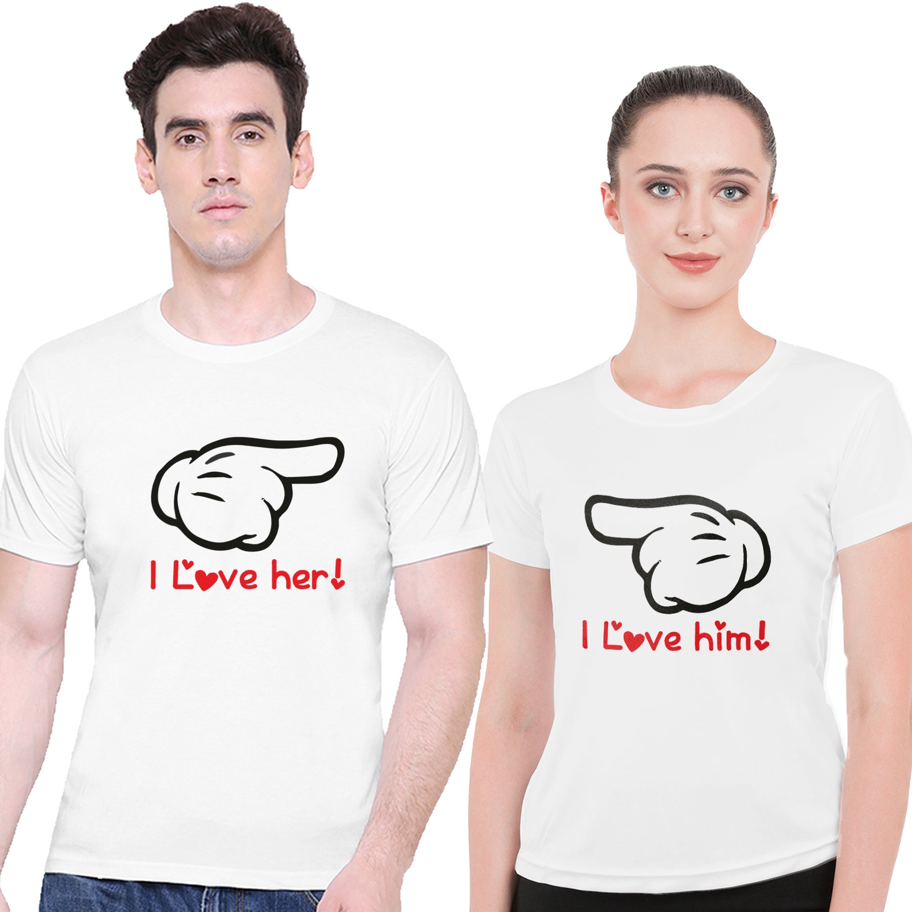 Love him her matching Couple T shirts- White