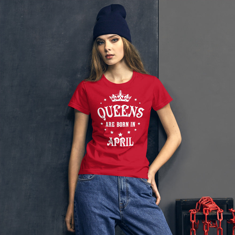 iberry's Birthday month T Shirt for Women |April Birthday Month tshirt | Half Sleeve T-Shirt | Round Neck T Shirt |Cotton T-Shirt for Women- (03)