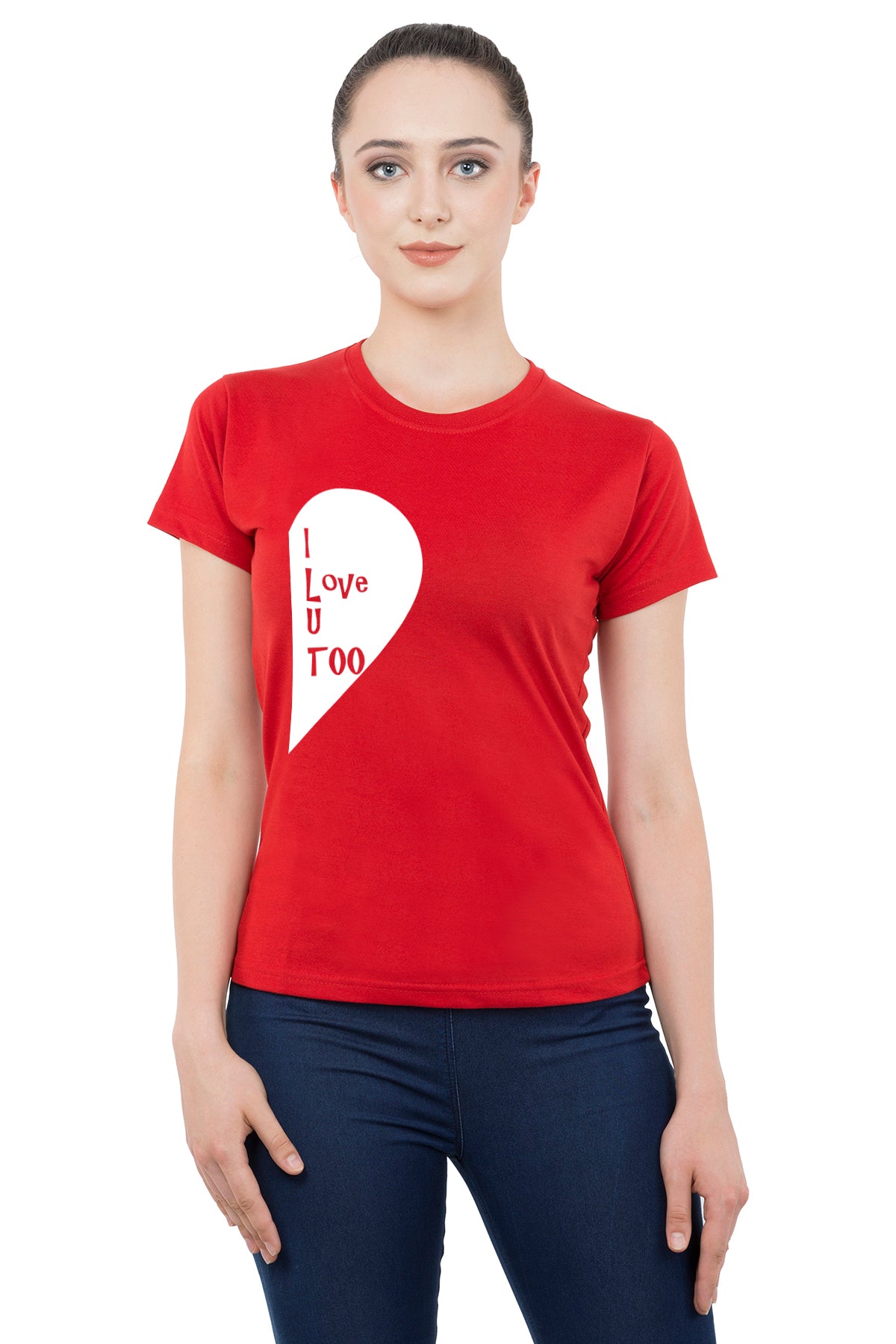 Half Heart matching Couple T shirts- Red