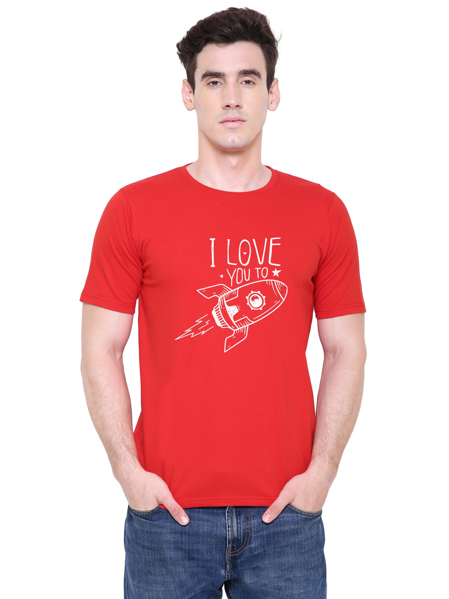 I love you to the moon & back matching Couple T shirts- Red