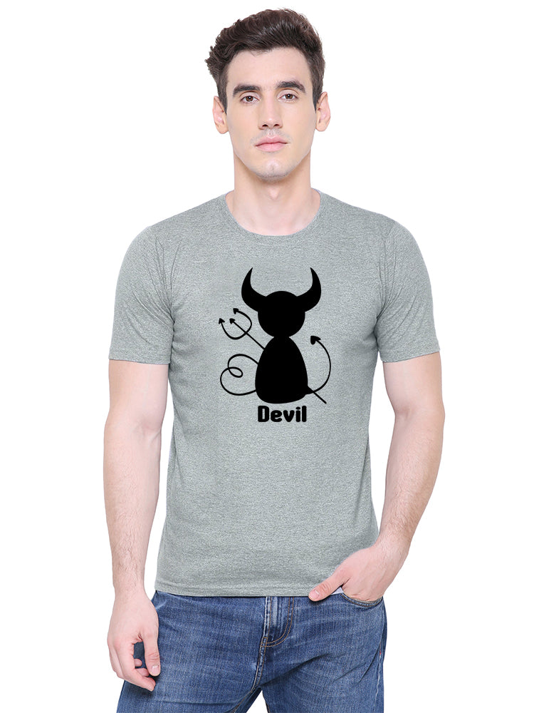 Angel Devil matching Couple T shirts- Grey