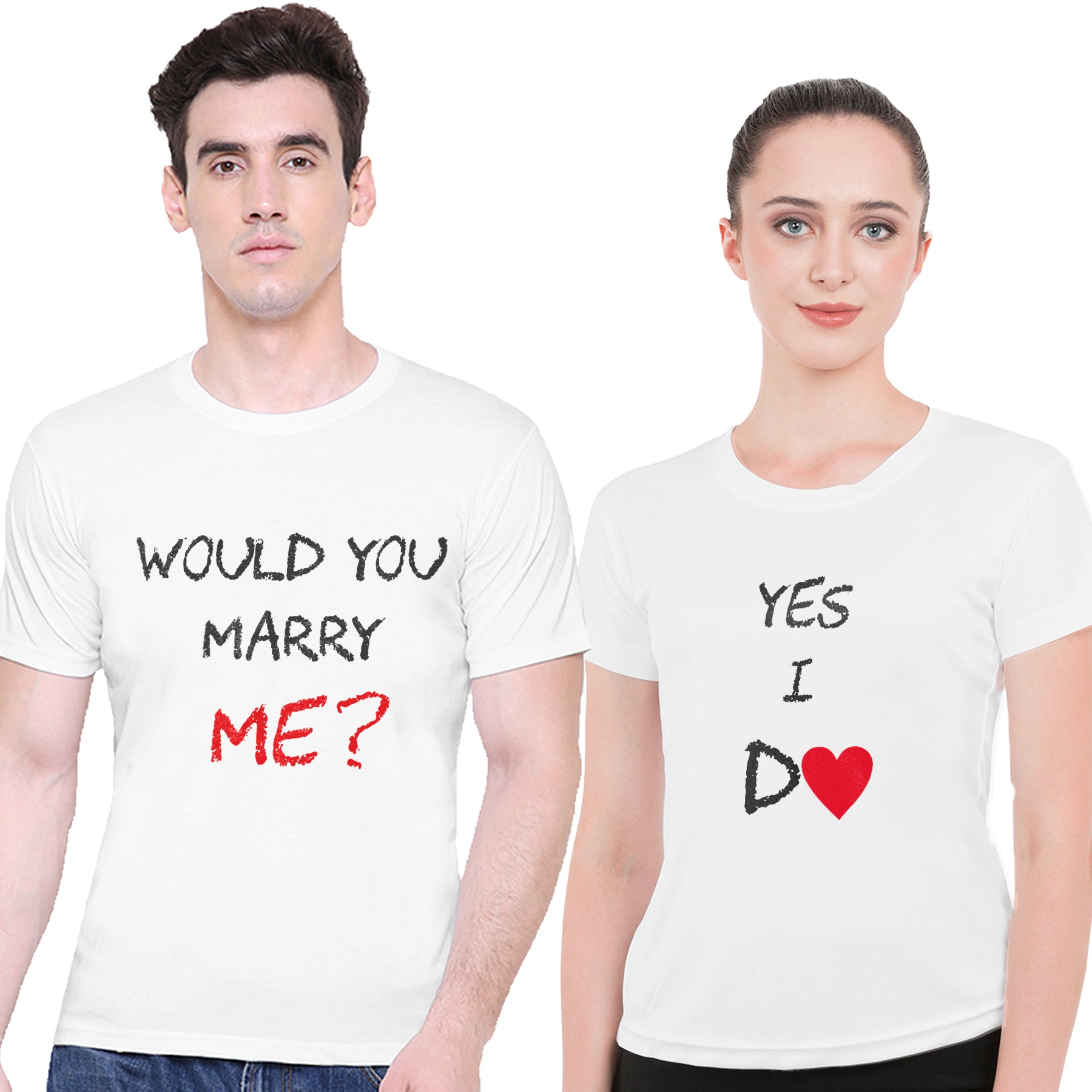 Marry Me matching Couple T shirts- White