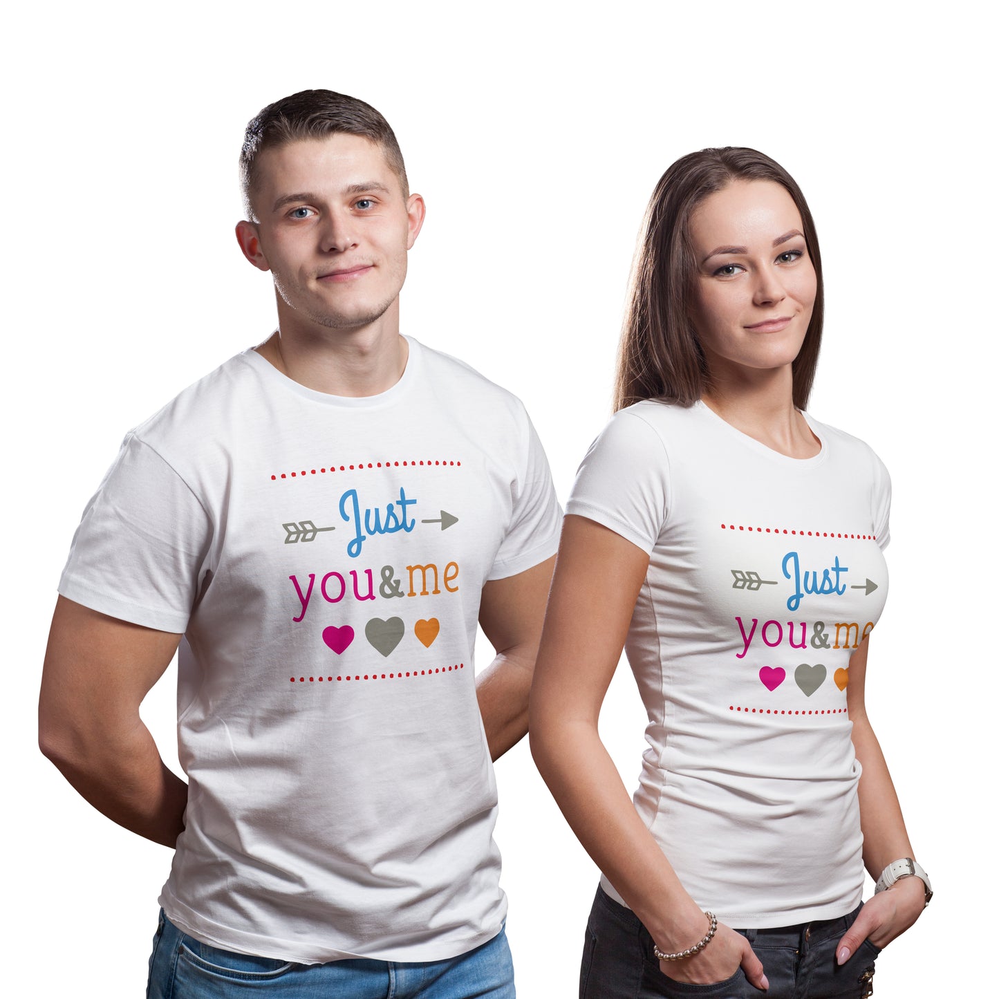 Just you and me matching Couple T shirts- White