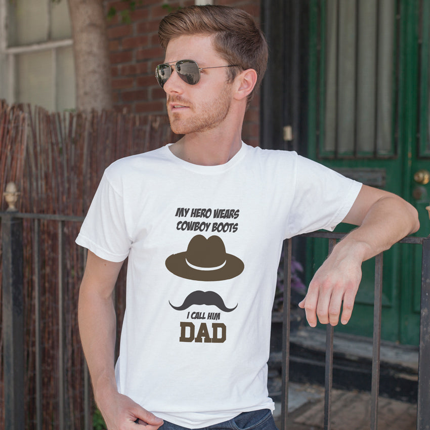 Fathers day Printed Tshirt for Men|Graphic Printed White t shirts for dads|My hero dad