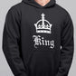 King Queen Matching Couple Cute Sweatshirts | Couple Hoodies- Black