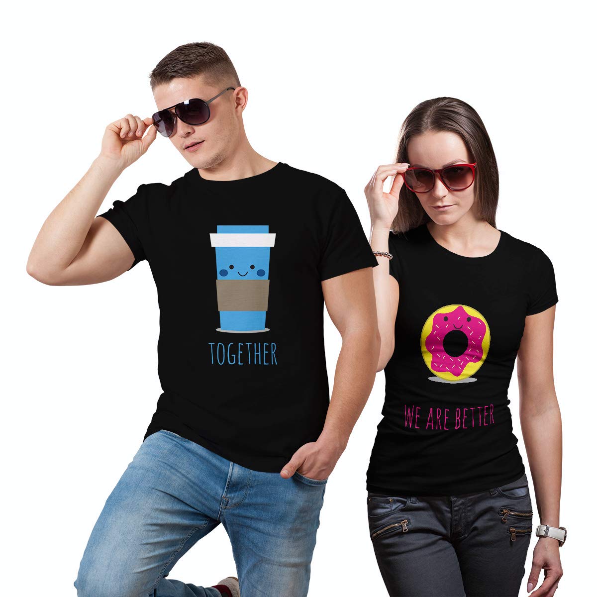 Together we are Better matching Couple T shirts- White